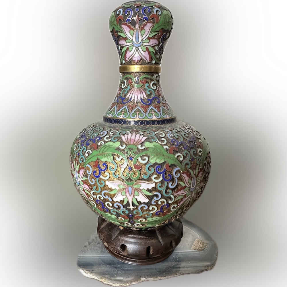 Colorful Floral Cloisonné Vase